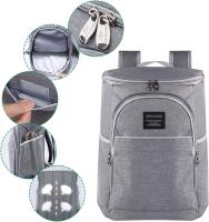 Mochipa Térmica aislada, mochila de aldía de gran capacidad con refrigerador, mochipa impermeable aislada a prueba de fugas, color Gris - details 4