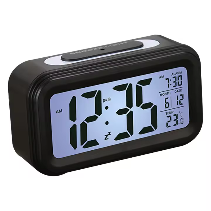 Alarm Clock, Electronic Digital Morning Clock with Large LCD, Backlight, Calendar and Temperature - 1