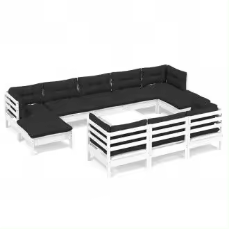 VIDAXL 3097146 juego de muebles para jardín de madera maciza de pino de color blanco y gris antracita 11 piezas - 1