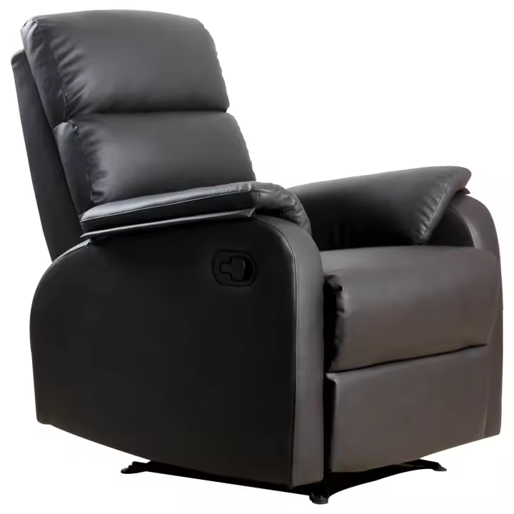 HOMCOM Sillón Relax Reclinable Manual Tapizado en PU con Reposapiés Retráctil Asiento y Respaldo Extra Acolchados para Salón Oficina Dormitorio 75x92x99 cm Marrón - 1
