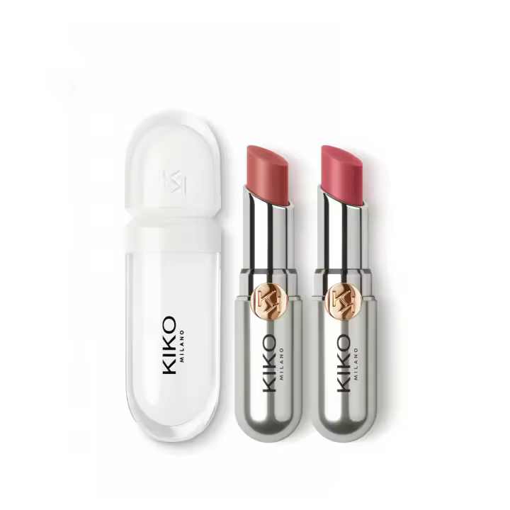 Pack rutina maquillaje KIKO MILANO lip set: Coloured Balm 08 + Coloured Balm 06 + Lip Volume Transparent - 1