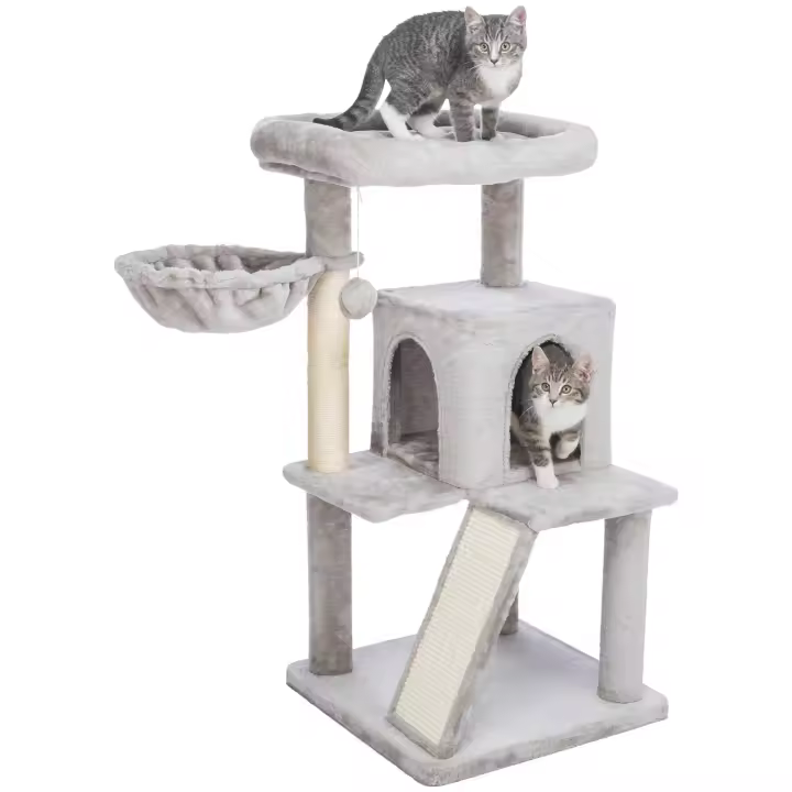 Trixie Rascador para Gatos Junior Pepito Gris con Cueva y Hamaca - 1