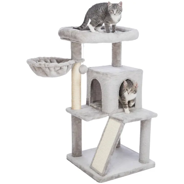 Trixie Rascador para Gatos Junior Pepito Gris con Cueva y Hamaca - 1