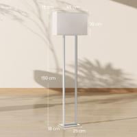 HOMCOM Lámpara de Pie Moderna 150 cm Lámpara de Pie para Salón con Pantalla de Tela Luz Nocturna Interruptor de Pie y Base Metálico para Dormitorio Oficina Sala de Estar Blanco - details 2