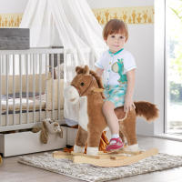 HOMCOM Caballo Balancín para Bebé Mayores de 36 Meses Juguete Balancín de Felpa Suave con Música Relinchos Sonidos de Galope Boca y Cola Móviles 65x32,5x61 cm - details 1