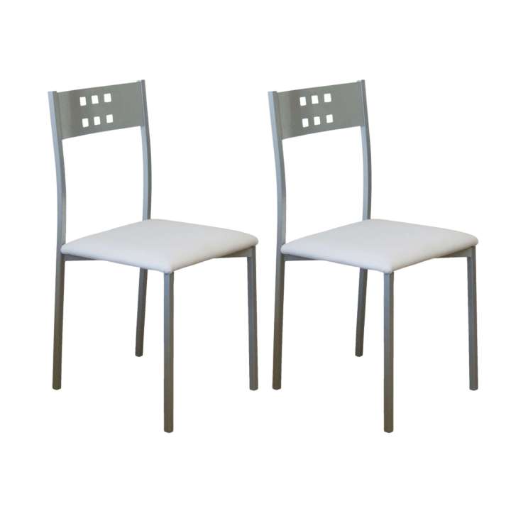 Pack 2 Sillas de Cocina Metal y Blanco Costa, Sillas Comedor Modernas 47x86x41cm