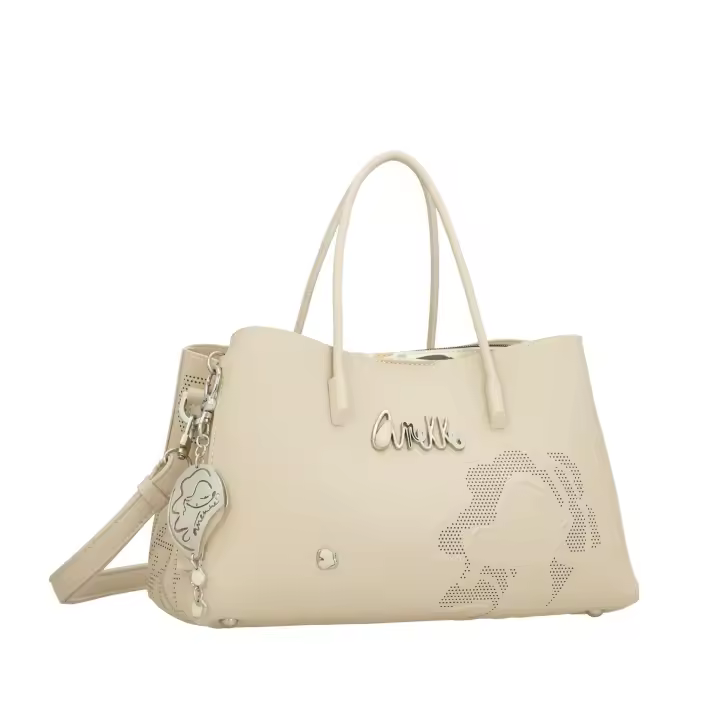 Bolso triple con dos asas de mano Original - Anekke Alma - Color beige - Asa bandolera extraíble - Compartimento central con cierre de cremallera - Bolsillo trasero con cremallera - Ref. 40741-400 - Mide 31 x 19 x 14 cm - 1