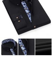 Camisa Larga De Manga Para Hombre Verano Delgada Con Cuello De Porcelana Azul Y Blanco Para Ropa Formal Y Casual Negro Náutico - details 8