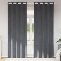 Cortinas Opacas vidaXL con Ojales 2 pcs de Terciopelo Gris Claro - details 0