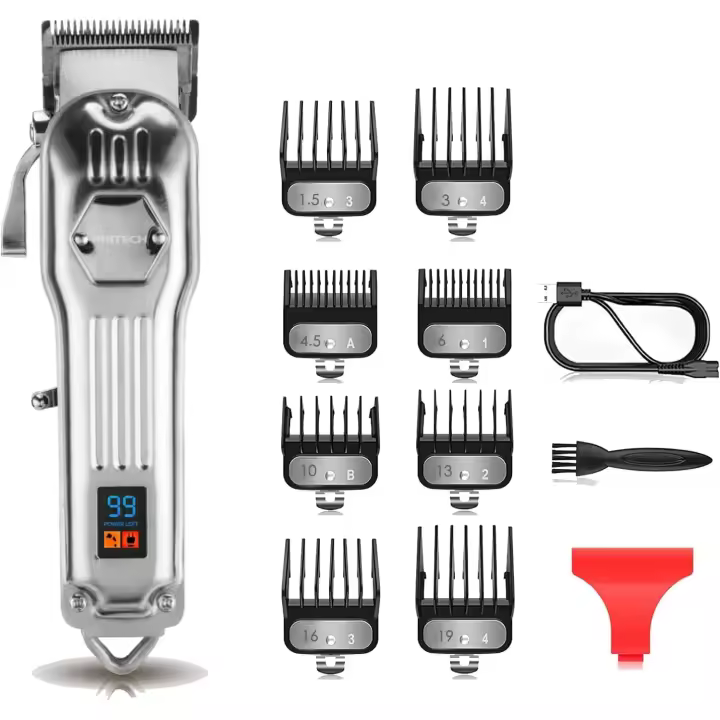 Casa Sofía- PRITECH Cortar Pelo Profesional, Cortapelos Hombre y Recortadora de Barba (13Pcs/Inalámbrico/Recargable/USB/LCD Pantalla/2000mAh/4h), Recortador Pelo Barba Kit para Familia, Peluqueros. - 1
