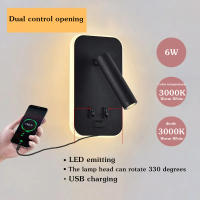 Lámpara De Pared LED Minimalista Con Encendido USB Y Control Dual Cabeza Giratoria 330° Para Iluminación Interior De Camas Pasillos - details 1
