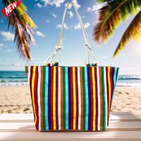 MEJORADA TOTE BAG Grande Rayas Multicolor – BOLSO DE PLAYA de Lona con Asas de Cuerda, Capacidad Extra, 6 Colores Disponibles - details 0