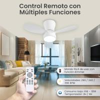 Ventilador de techo con Luz LED Blanca 62 cm | Motor DC Silencioso 3 lordades | 3 temperaturas de Luz (3000K/4000K/6500K) Regulable | Remote Control y temporizador - details 4