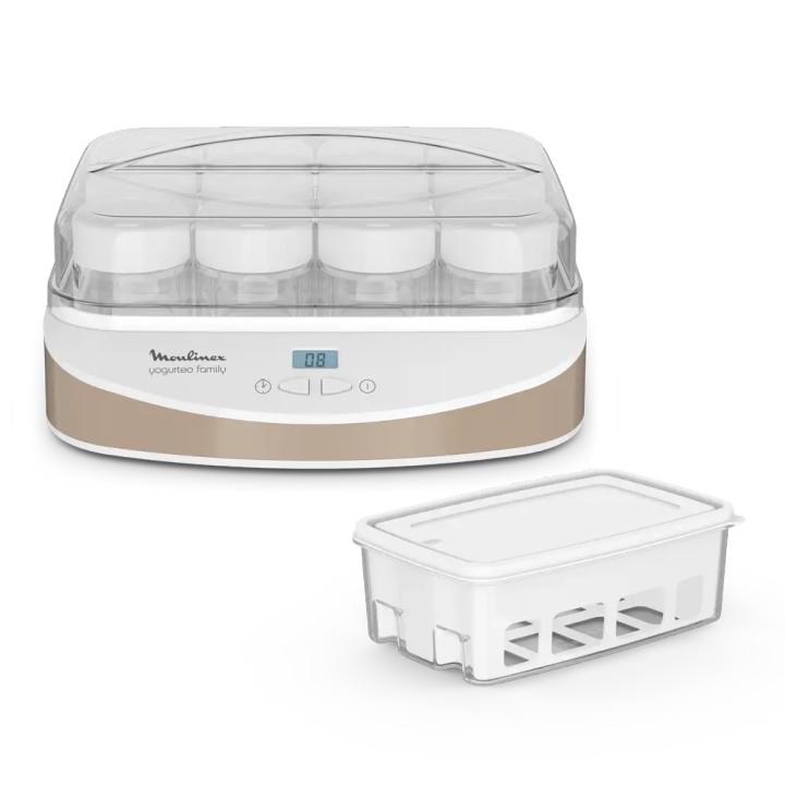 MOULINEX Yogurtera,&nbsp;12 tarros de&nbsp;200 ml,&nbsp;1 L bandeja de queso fresco, fácil de usar y limpiar, tarrinas&nbsp;de vidrio reutilizables, sin aditivos, yogur&nbsp;natural, sinfín de sabores,&nbsp;función de apagado automático, YG233A10
