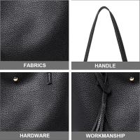 Bolso de mano para mujer, bolso de mano negro para mujer, bolsos para mujer de cuero suave, gran capacidad, impermeable - details 1