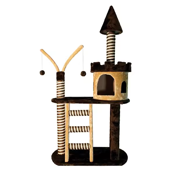 Arquivet Rascador Castillo Marron/beige para Gatos - Espectacular Lugar de Entretenimiento y Descanso - Medidas: 7 X 4 X 125 Cm - 1