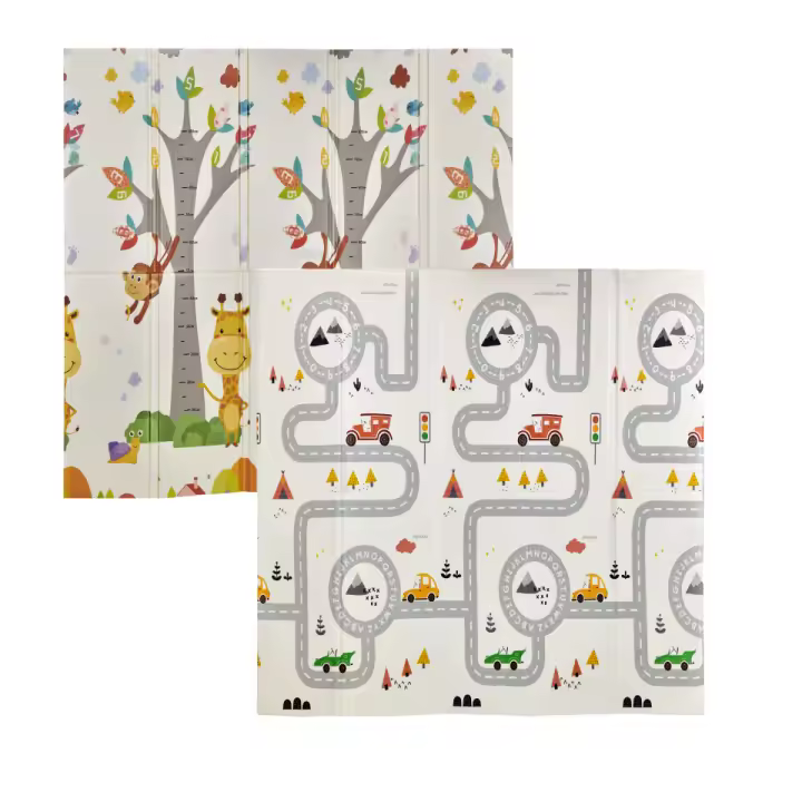 MS BabyWorld Tapete de juegos Fancy - Alfombra de Juegos para Bebé 180x200x1.5 cm - Doble Cara, Tapete Muy acolchado (1.5 cm Grosos), Plegable y con Bolsa de transporte - Ideal para regalo - 1