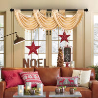 Valance De Cortina De Punto Europeo Dorado Con Patrón Geométrico Para Decoración De Escena De Navidad Material Poliéster 100% - details 1