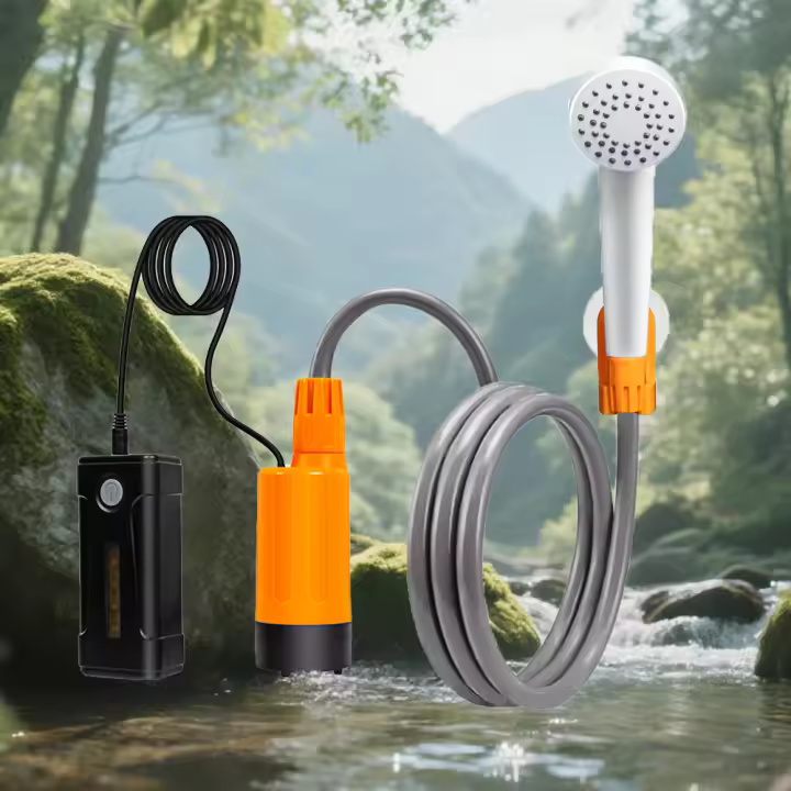 Kit de Ducha Portable con Luz LED - Impermeable IP7, Batería Recargable Magnética, 2 Velocidades, Tubo 1.8M, Gadget esencial para viajeros - 1