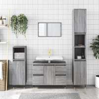 vidaXL Mueble de baño madera de ingeniería 80x33x60 cm en color Roble Sonoma/Madera antigua/Blanco brillante y más | almacenamiento funcional diseño moderno para baño dormitorio sala - details 3