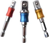 Adaptador de soporte de zócalo de 3 piezas para el controlador de taladro Juego de extensión de color de zócalo Vástago hexagonal Destornillador de perforación de alta velocidad 1/4 " - 65mm, 3/8" - 65mm y 1/2" - 73mm - details 2
