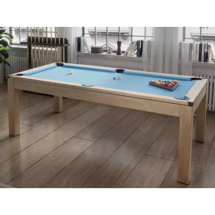 Vente-unique - Mesa transformable - Billar y ping-pong BALTHAZAR - 213x112x81.5 cm - Azul - 1