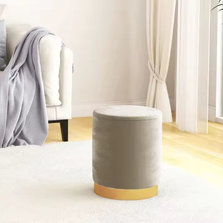 vidaXL Taburete con almacenaje redondo terciopelo gris oscuro - 1