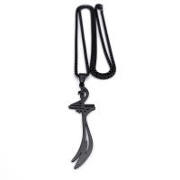 Collar De Acero Inoxidable Imam Ali Espada Árabe Para Mujeres Y Hombres Collar De Color Negro Islamico Joyería N2657S06 - details 5