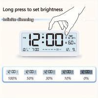 Reloj De Alarma Digital Multifuncional Con Pantalla LED Ajustable Brillo Temperatura Y Humedad Modo Doble Moderno Estilo Geométrico Plástico - details 2