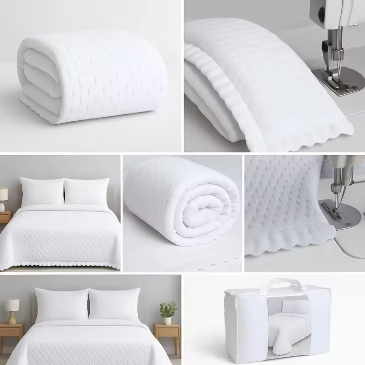 Colcha blanca con volante para cama 90-180 cm. Largo 270 cm, válida para camas de 200 cm- Suave, Transpirable, Ligera y Agradable - 1