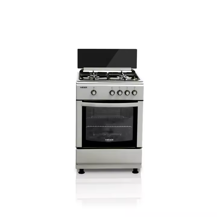 Cocina de gas 60×60 – 64 L, 4 zonas, acero inoxidable/gris - 1