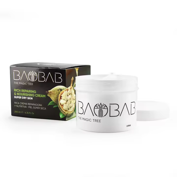Baobab Crema Corporal Super Hidratante con Aceite de Baobab y Manteca de Karité 200 ml. Crema Multiusos Reparadora y Nutritiva para Pieles Super Secas. Baobab the Magic Tree  Diet Esthetic - 1