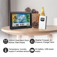 Multifunctional Wireless Weather Station Forecaster Indoor Outdoor Thermometer Hygrometer with Sensor Color Screen Alarm Clock - details 3