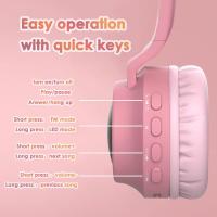 Orejas de gato auriculares Bluetooth para niños con micrófono de cable para uso escolar - auriculares Bluetooth de reducción de ruido para niños y niñas inalámbricos auriculares plegables para niños para tabletas de viaje en avión iPad Kindle - details 4