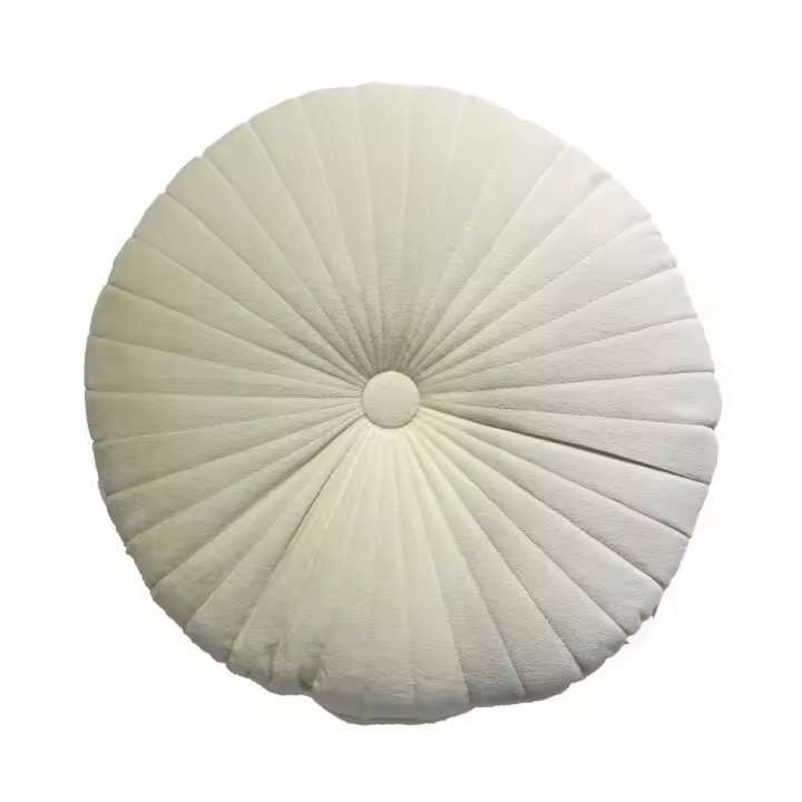 Cojín Redondo Terciopelo Blanco 40 cm diámetro - 1