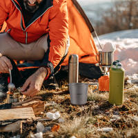 Lixada Taza De Camping De Titanio 220ml Ligera Para Senderismo Y BBQ Deporte Al Aire Libre Con Juego De Utensilios De Cocina - details 4