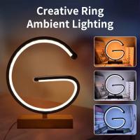 Lámpara De Mesa LED Decorativa Anillo Nueva Letra G 3 Colores Ajustables Luz Suave Estilo Noche Para Dormitorio Lámpara De Noche - details 1