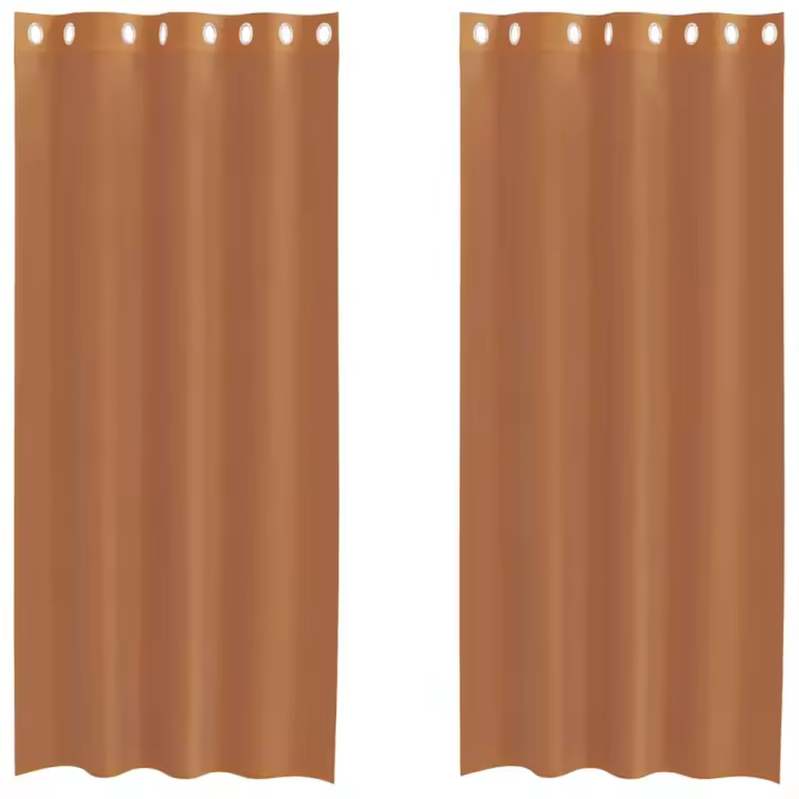 Cortinas de gasa con ojales 2 uds terracota - 1