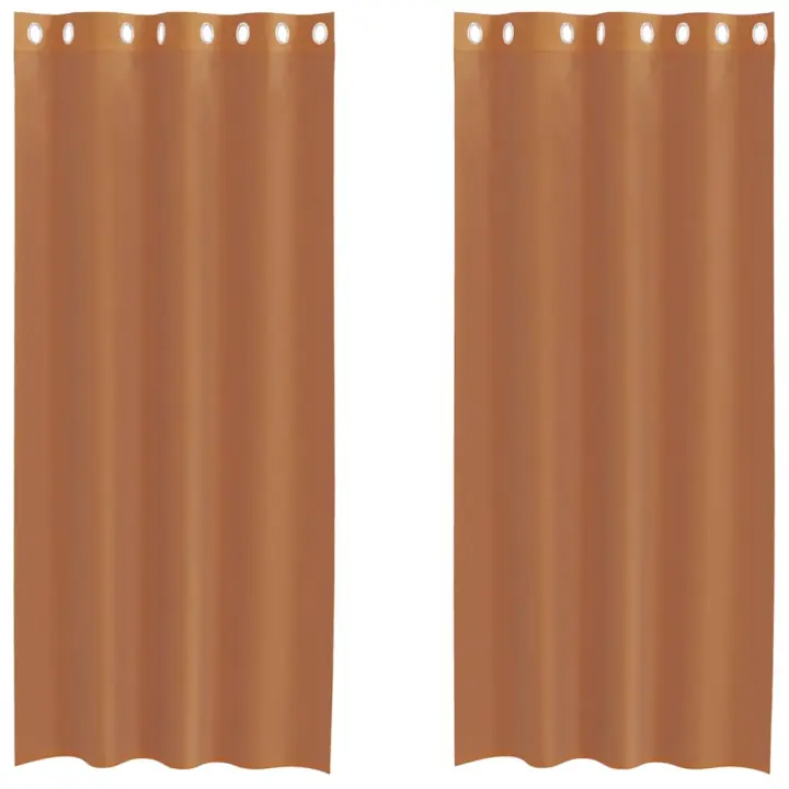 Cortinas de gasa con ojales 2 uds terracota - 1