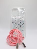 Apple Iphone 16, Funda de Gel Transparente PREMIUM  con Purpurina colores. Cordón Ajustable.  4 Colores - Gran resistencia golpes y arañazos. - details 1