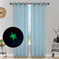 Cortina Luminosa Estrellada Para Niños Y Dormitorio Cortina Transparente Para Sala De Estar Y Comedor Divisoria Con Grommets Ilumina La Oscuridad - details 2