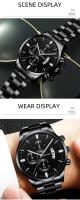 Reloj De Pulsera De Lujo Para Hombre En Acero Inoxidable Negro Con Calendario Reloj De Cuarzo Moda Casual Cronógrafo Reloj Hombre - details 5