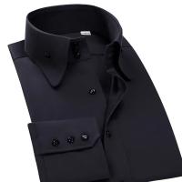 Camisa De Hombre De Alta Gama Con Botones De Cristal Cuello Alto Manga Larga Elástica Para Negocios Y Ocasiones Casual - details 8