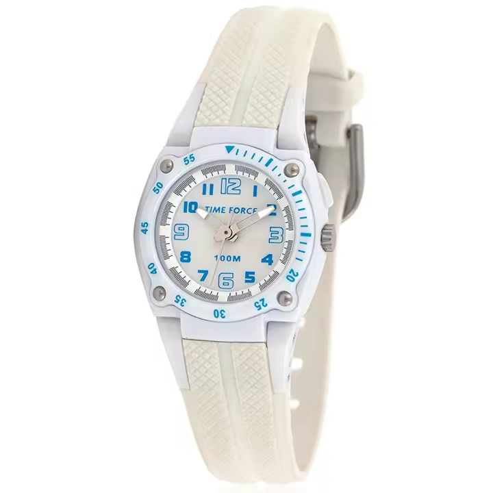 Time Force Tf3179b02  Reloj Analógico Para Niño Color Blanco. Esfera Blanca Iluminator. 100 Metros - 1