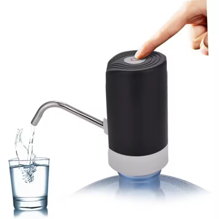 Dispensador de agua eléctrico USB-C, bomba automática portátil para botellas de 5, 8, 10, 15 y 20 litros y botellas de vidrio, para camping, oficina, gimnasio, color negro - 1