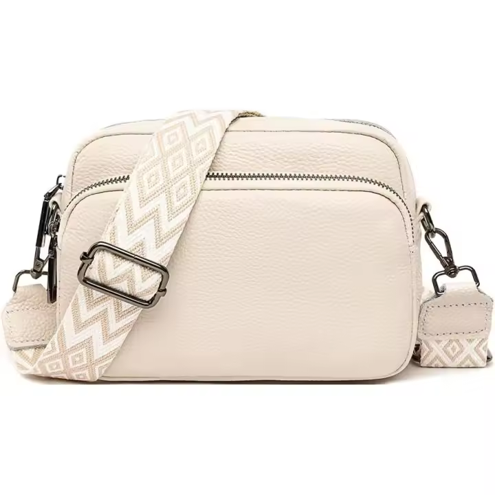 Bolsos cruzados para Mujer: bolsos de cuero y bandoleras with Correa Ancha ajustable, Bolso bandolera para Cámara, ideal para Viajes, compresas, Trabajo, Diario (Blanco) - 1