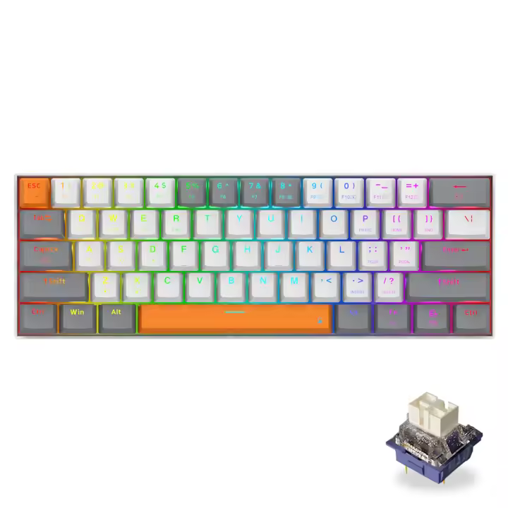 Teclado Mecánico De Juego REDRAGON L61 RGB Con Bluetooth 5.0 Y 2.4G Teclas Más Grandes 1.2X Para Usuarios De Mano Grande Compatible Con Computadora Tablet Y Laptop - 1
