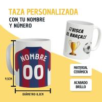 DEREGALOOS Taza de Fútbol Personalizada del F.C Barcelona para forofos y aficionados - details 1