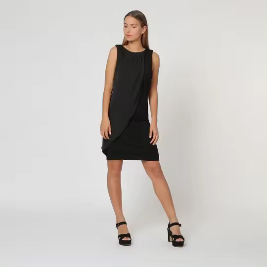 LOVE & MONEY Vestido Doble Capa Muselina Liso con Cremallera - 1