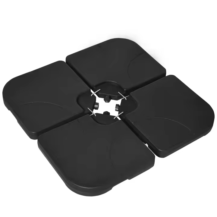 Outsunny Peso para Base de Sombrilla de 4 Piezas Base para Sombrilla Excéntrica Cuadrado Rellenable de Agua 15 Litro Arena 19,5 kg para Base Cruzada Negro - 1